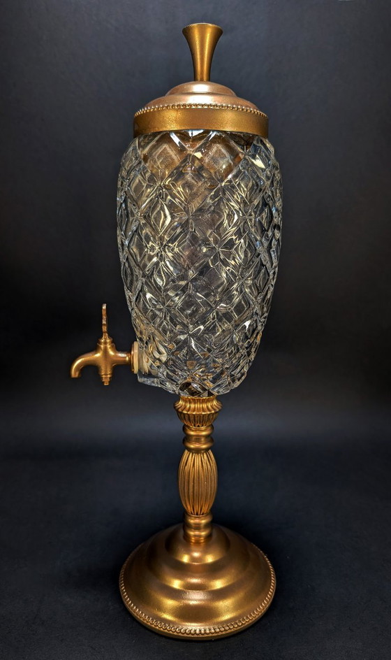 Vintage Absinthe Fountain, Cut Glass & Gold Metal, Belle Époque Style – Table accessories (photo 3 of 10)