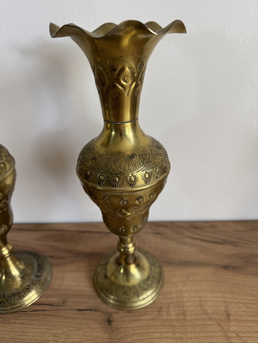 Paire Vases Laiton