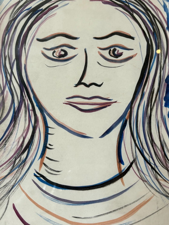 Ritratto Femminile Tecnica Mista su Carta di Giuseppe Viola, anni '70 – Dipinti e disegni (photo 4 of 4)