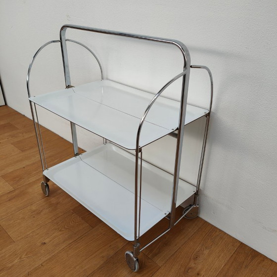 Image 1 of Vintage Barcart Drankkar Trolley Butlerwagen Serveerwagen. Opklapbaar