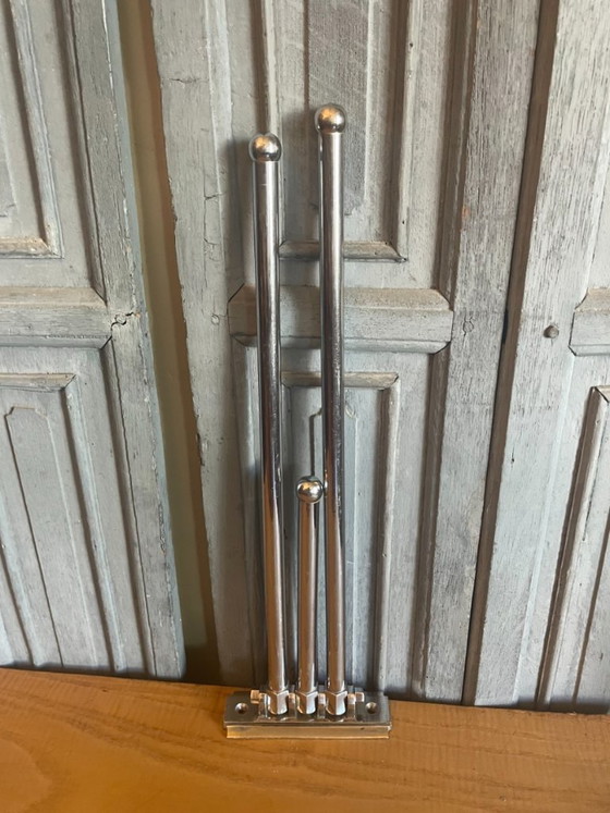 Image 1 of Porte-serviettes chromé à 3 barres mobiles, tube rond, style français