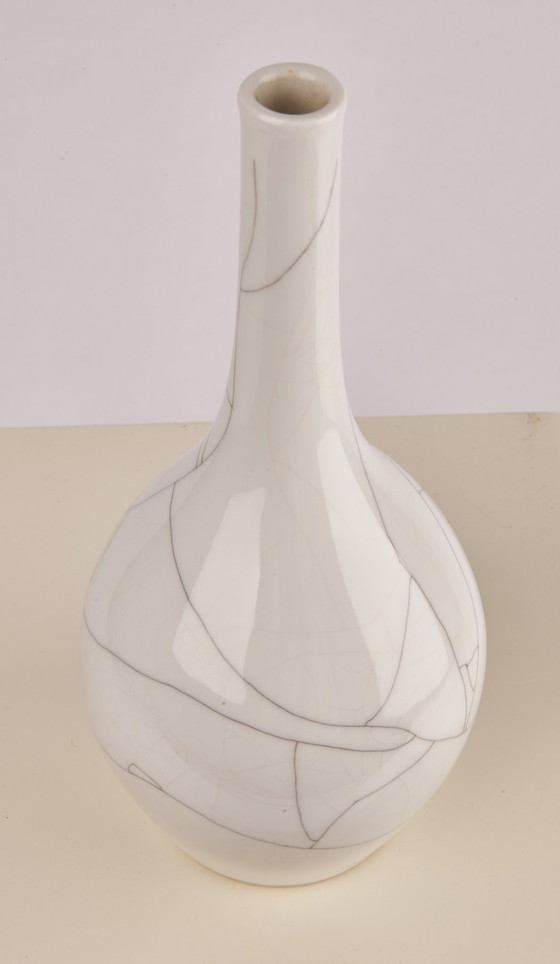 Image 1 of Kpm Berlin Vase bouteille, Rare émail craquelé