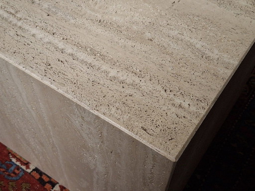Italian Naturally Veined Travertine Coffee Table or Pedestal