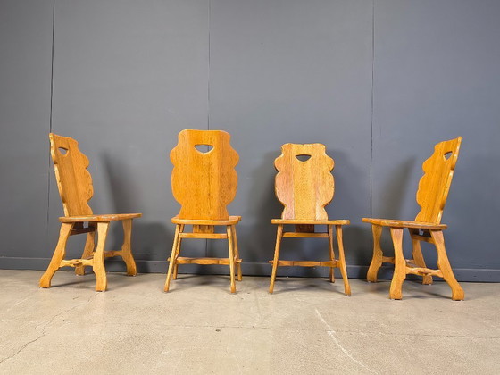 Image 1 of Chaises de salle à manger rustiques vintage, ensemble de 4 - années 1960