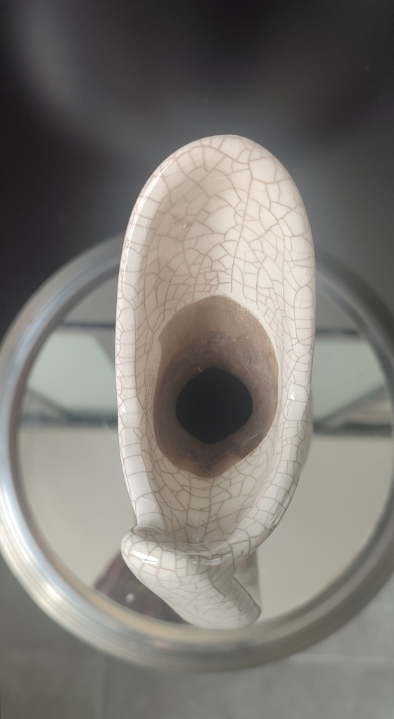 Image 1 of Freeform Raku and Worm-eaten Wood Pitcher Vase (1960/70)
