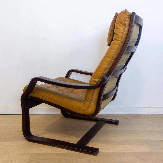 Image 1 of Deense fauteuil van gekleurd leer, 1970