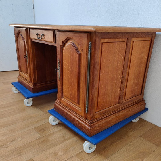 Image 1 of Escritorio de banquero antiguo de roble, escritorio de madera, oficina