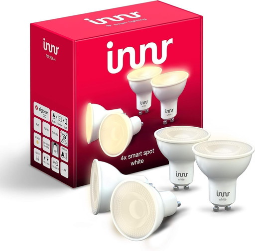 innr Ampoule Connectée Zigbee GU10, Fonctionne avec Hue* et Alexa (Pont Requis), Spot Blanc Chaud, LED Lampe, Intensité Variable