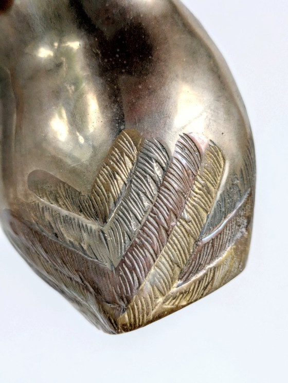 Image 1 of Statuetta vintage di gufo in metallo misto, ottone, bronzo, rame, artigianato indiano, anni '70