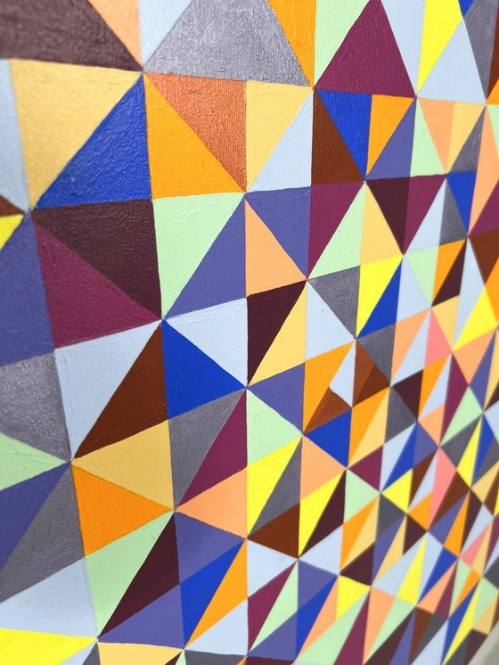 Image 1 of Lena László, acrylique sur toile, 'Exactly 299 triangles
