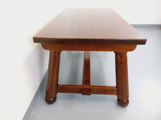 Image 1 of Brutalist rectangular dining table by Georges Robert in dark pine wood from the 1950s/60s
