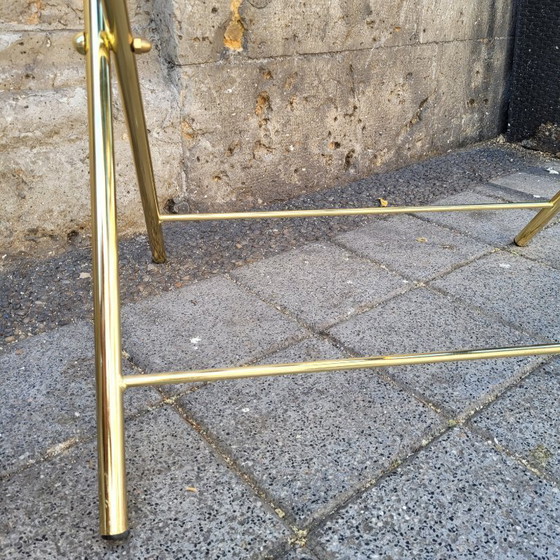 Image 1 of Portavaligie pieghevole per hotel, acciaio placcato oro e tessuto, anni '90 - Francia