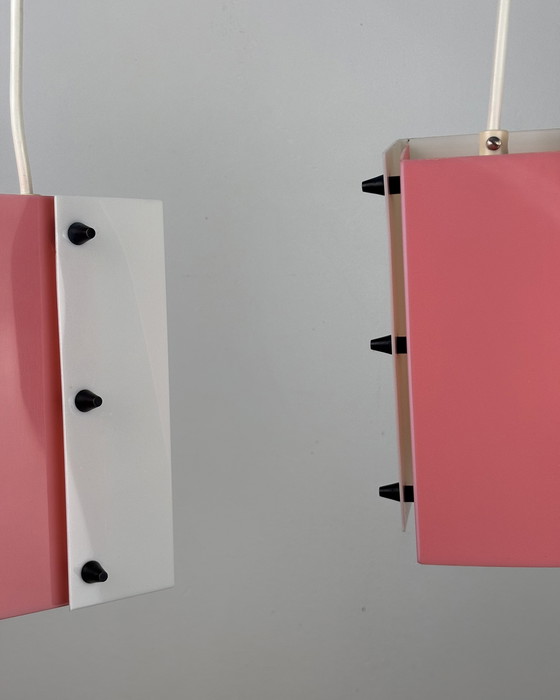 Image 1 of Space Age Pendant lamp, Acrylic, 1960s, Mid Century, Vintage Lamp, Pink-White, Germany, 50s, Pop Art, Minimalism, Industrial