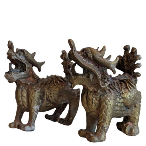 Paire de chiens de Fô en bronze chinois – Lot 101 – decoratieve objecten (photo 2 of 8)