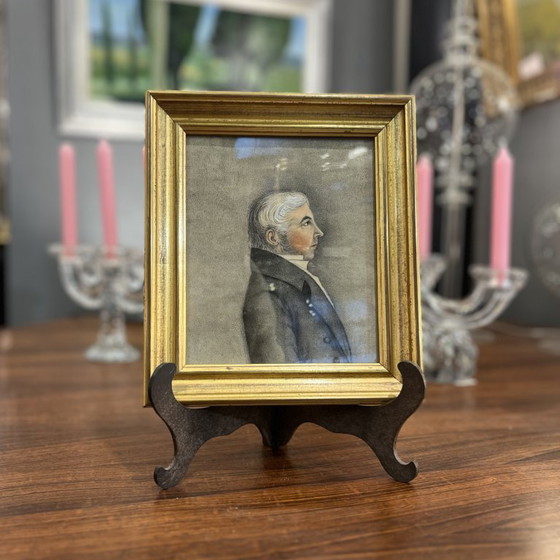 Image 1 of Dibujo Sobre Papel "Retrato Masculino de Perfil", P. S. XX - Francia