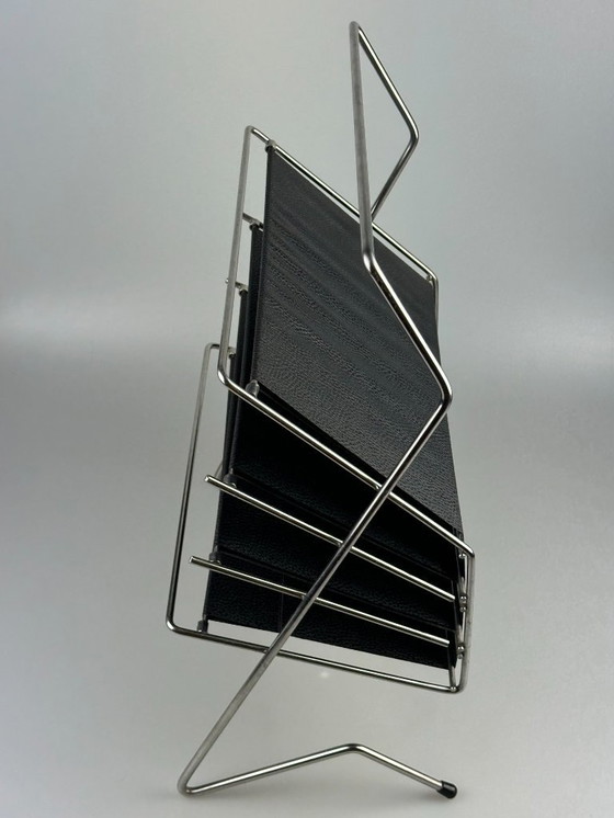 Image 1 of 60s 70s krantenhouder Krantenrek metaal plastic Space Age