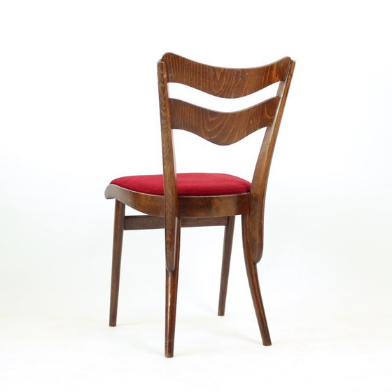 Image 1 of Juego de 4 sillas de comedor en roble y nogal, Checoslovaquia, década de 1960.