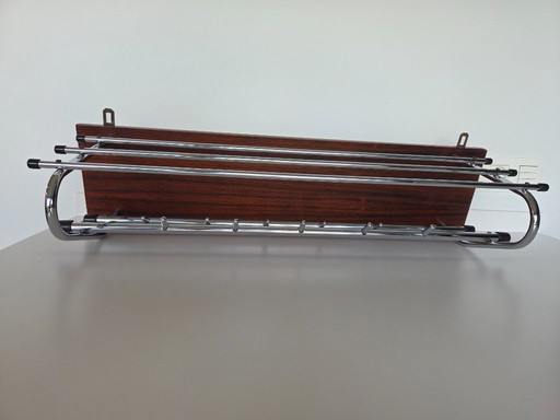 Vintage Kapstok chroom - teak 