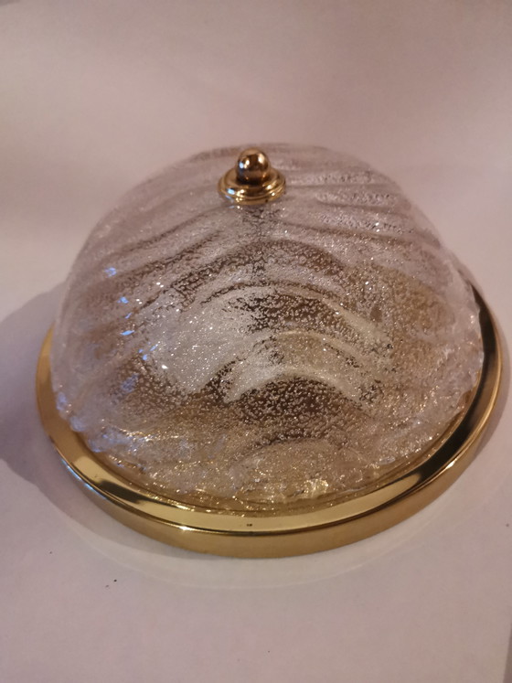 Image 1 of Plafondlamp van mat glas uit het midden van de 20e eeuw van Fischer, vintage uit de jaren 70.