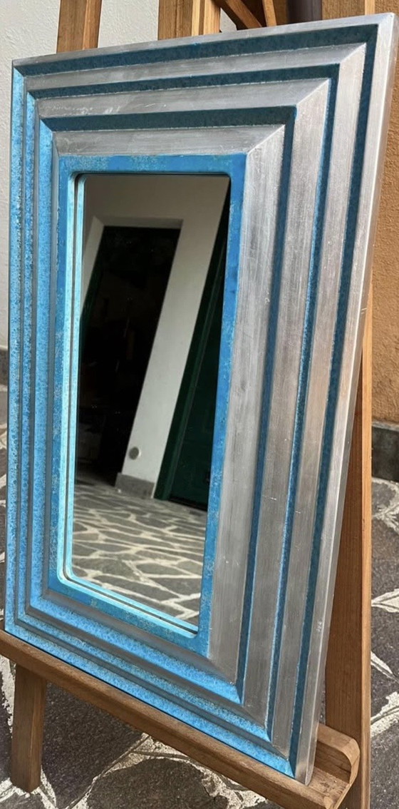 Image 1 of Designer mirror measures 21 x 45 cm, finished size in frame 43 x 67 cm