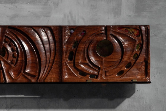 Image 1 of Carved Wooden Wall Panel by Gianni Pinna, Italy, 1970s