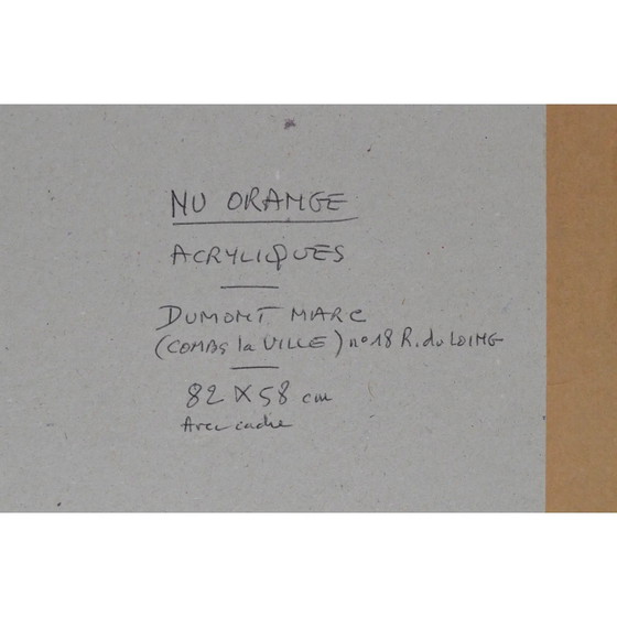 Marc Dumont “Nu Orange” Frans Modernistisch Vrouwelijk Naakt Acrylschilderij – Schilderijen & Tekeningen (photo 12 of 12)