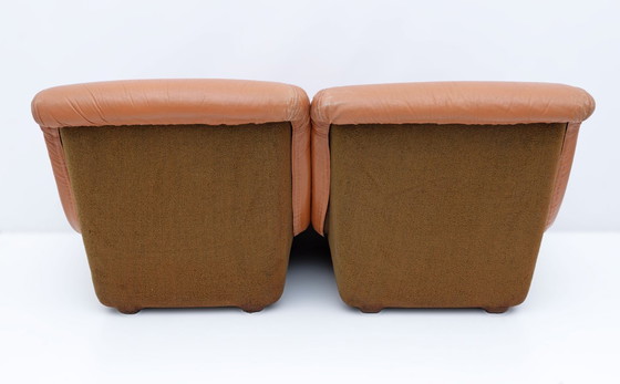 Image 1 of Pair of Lev & Lev Mid-Century Modern Fiberglass Frame Leather Armchairs