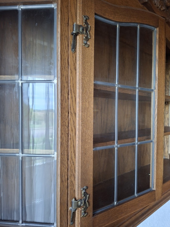 Armadio a muro in rovere massiccio con vetri piombati anni '70 – Stile rustico – Armadi a muro, Wood, Glass (photo 5 of 5)