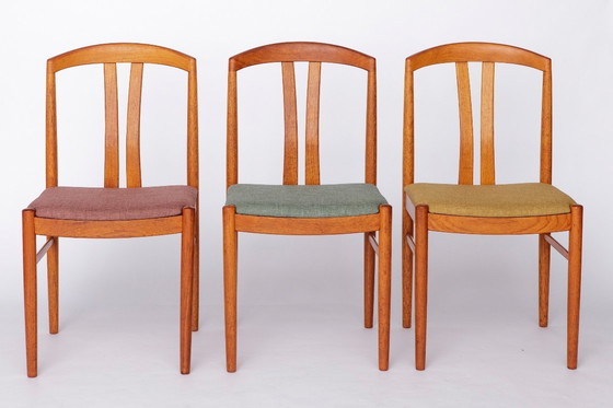 Image 1 of 6 of 12 Carl Ekström Chairs – Swedish Mid-Century Modern, Teak Dining Chairs, Newly Upholstered in Colorful Fabric, 1960s Vintag