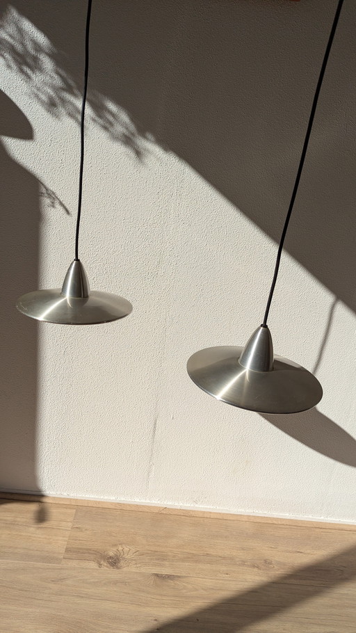 Lampada a sospensione doppia Hala Zeist UFO vintage in alluminio