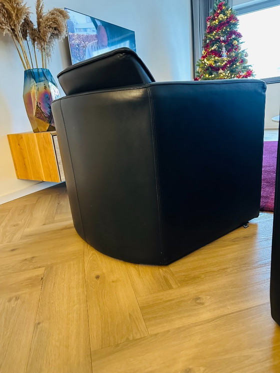 Image 1 of Ensemble de 2 fauteuils Leolux Fabio en cuir noir