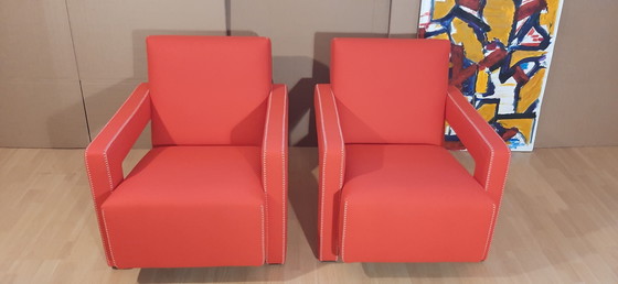 Image 1 of Cassina 2 Poltrona 637 Utrecht Nuova Mai Usata Lampo Rosso Lana 13L