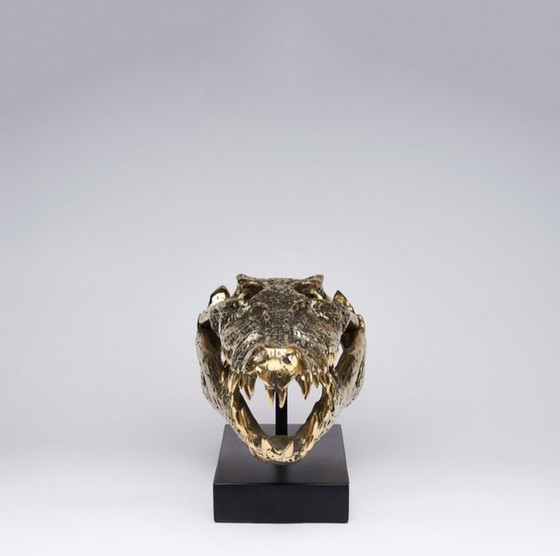 Image 1 of Sooka Sculpture, saltwater crocodile skull 37 cm bronze