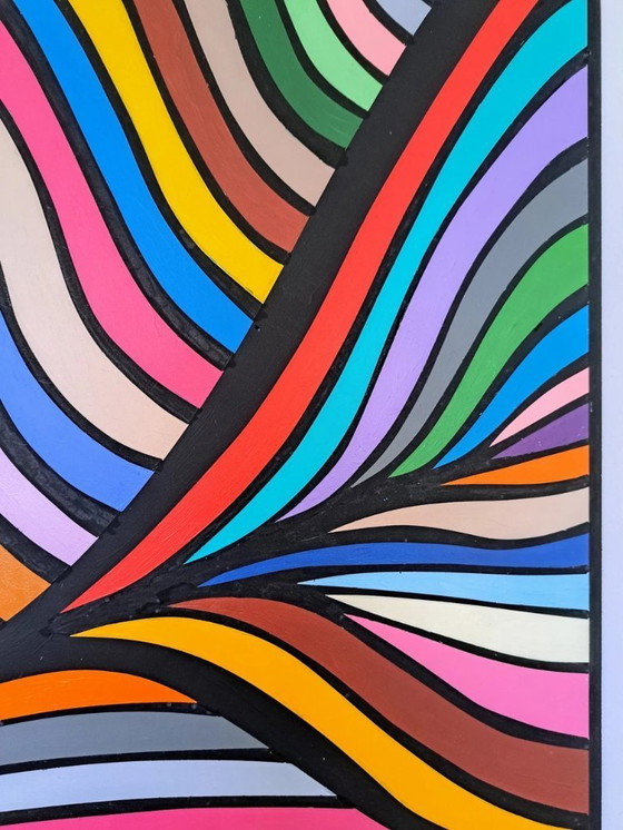 Image 1 of Movements Part 2 - œuvre d'art abstraite hypnotique de Franklin van Dam (95 x 95 cm, acrylique sur MDF)