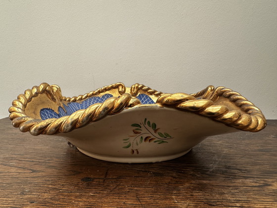 Image 1 of Corbeille / Centre de table en faïence Belge de Quaregnon signé Hubert Becquet 