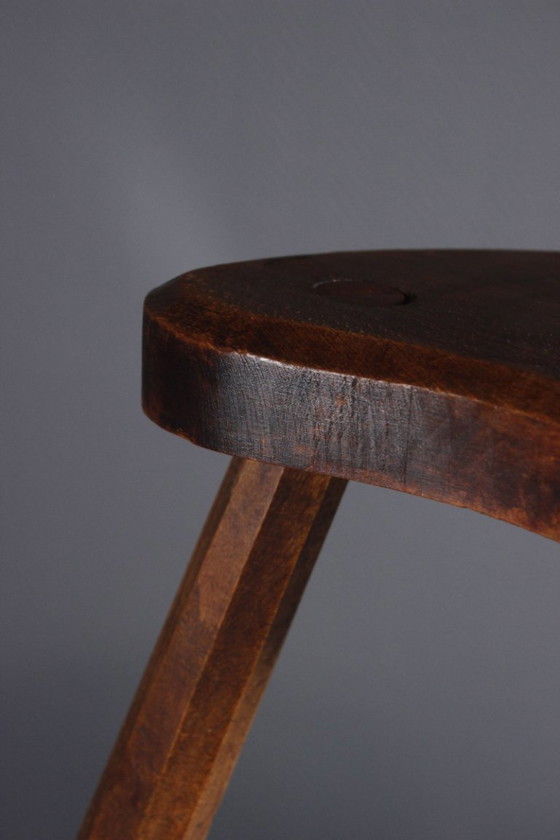 Vintage melkkruk, met bonenzitting, brutalistisch ontwerp, volkskunst, jaren 1950 – Krukjes, Wood (photo 10 of 14)