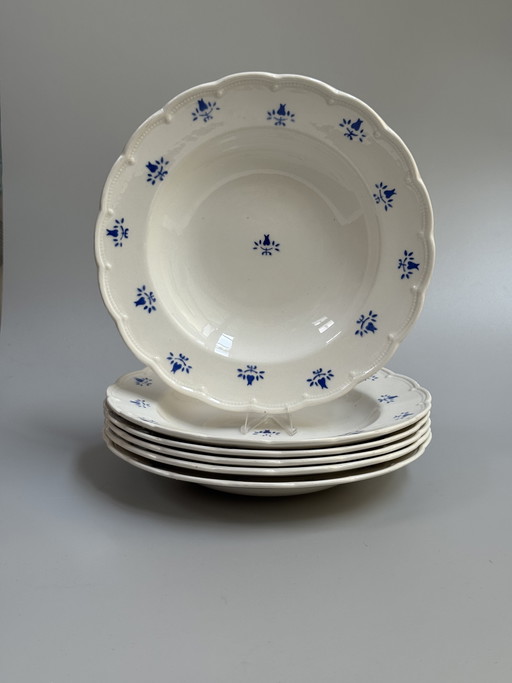 Boch Frères La Louvière, juego de 6 platos hondos vintage, ca 1940