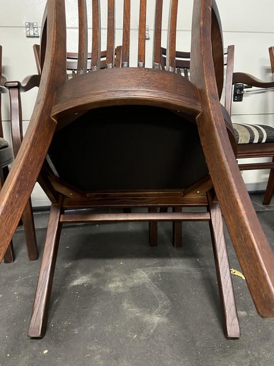 Image 1 of 6 Bannink jugendstil eetkamer armstoelen donker kersenhout 