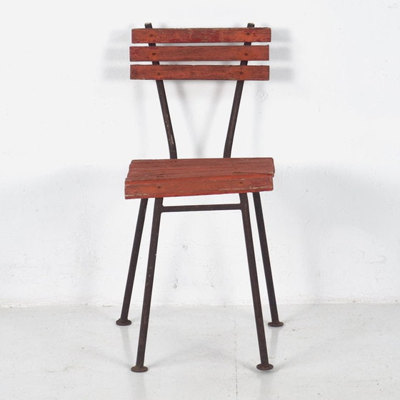 Set of antique red garden chairs (c.1920). Set of 4 pieces – Wood, Metal, Vintage (photo 10 of 15)