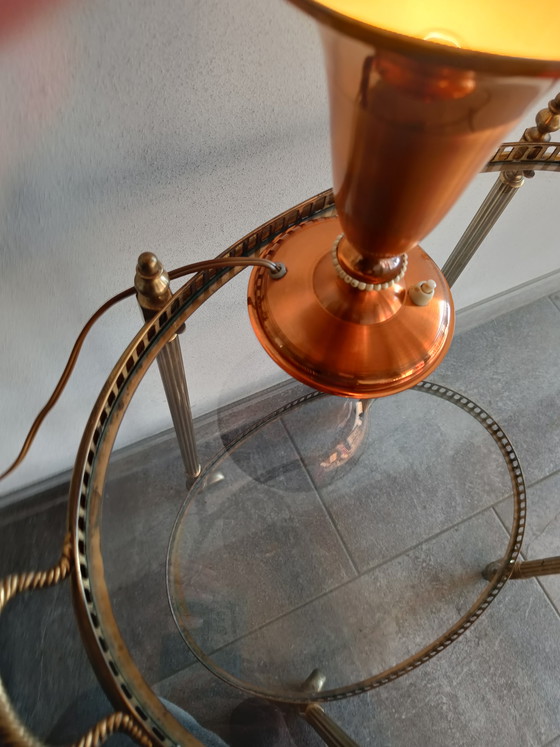 Image 1 of Lampada da tavolo vintage in rame con paralume a tromba, Italia, anni '50-'60