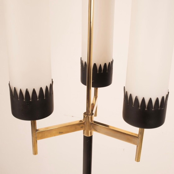 Stilnovo Lampada da terra Mid Century Ottone & Vetro Opalino – Lampade da terra, Iron, Wood (photo 15 of 22)