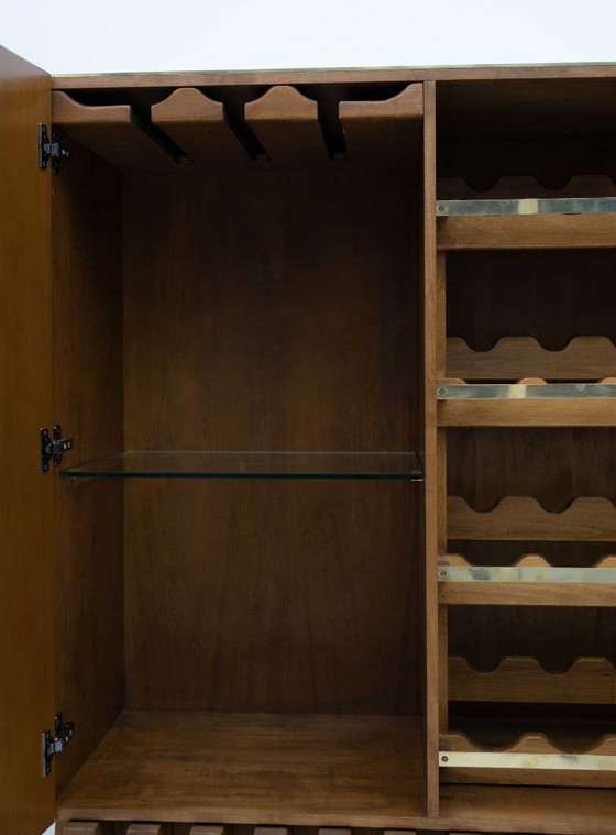 Image 1 of Postmodern Italiaans bar dressoir van Murano glas en messing, jaren 1980