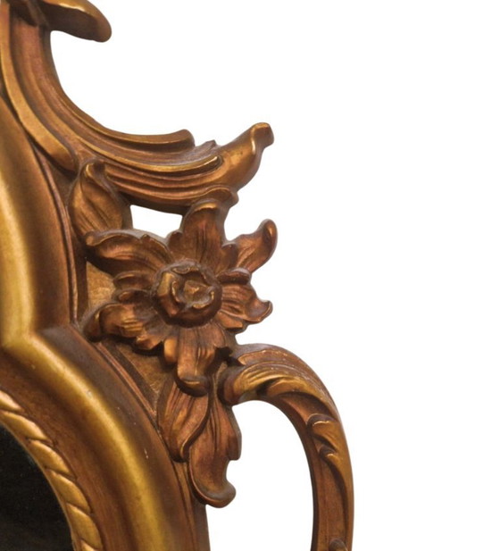 Image 1 of Vintage French Country Syroco Gold Wall Mantel Mirror with Scrolls and Flourishes