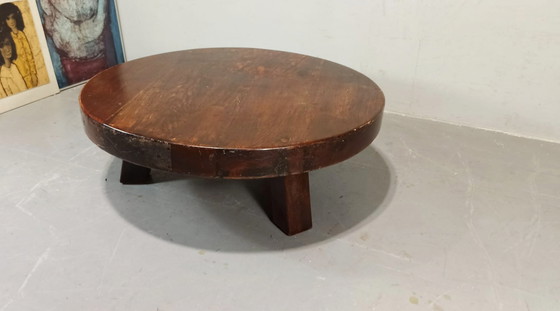 Image 1 of Vintage Wabi Sabi brutalist round coffee table 