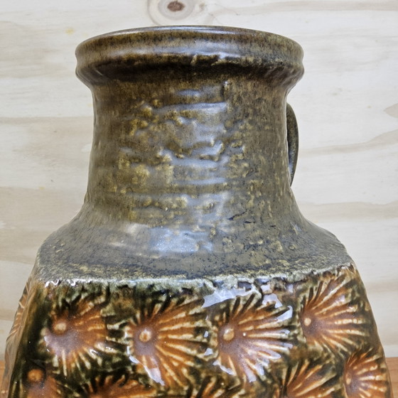 Image 1 of Vintage large XXL West Germany vase Jasba 1667/35 orange / green (unique structure / pattern)