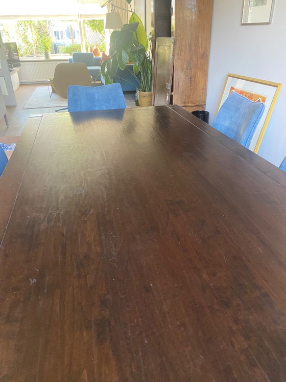 Dark brown oak dining table – Wood (photo 4 of 5)