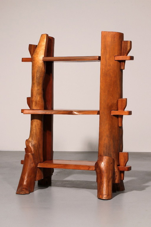 A Playful Mid-Century French Wooden Bookcase 1960