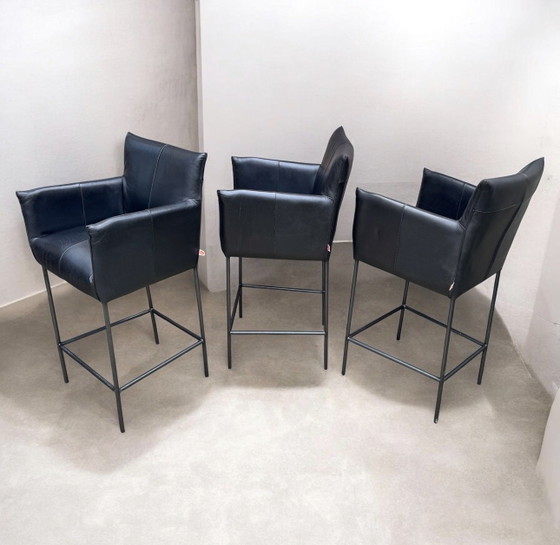 Tabourets de bar Jess Design "Forward" | Set de 3 | Cuir Noir | Excellent État! – Leather, Metal (photo 4 of 15)
