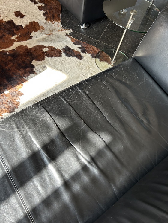 Image 1 of Set divano-poltrona-pouf Gelderland 4800 in pelle nera