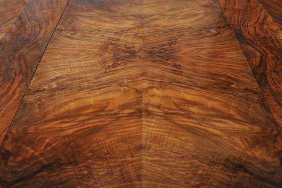 Gerestaureerde uitschuifbare eettafel in art-decostijl, beuken-, sparren- en walnotenhout, Tsjechisch, jaren (photo 5 of 14)